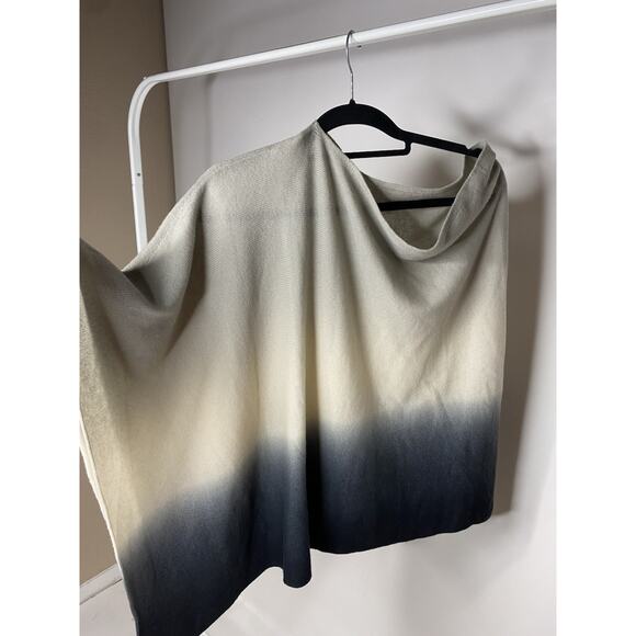 Minnie Rose 100% Cashmere Ruana Shawl Women's One Size Ombre Sweater Knit Poncho - Picture 2 of 5